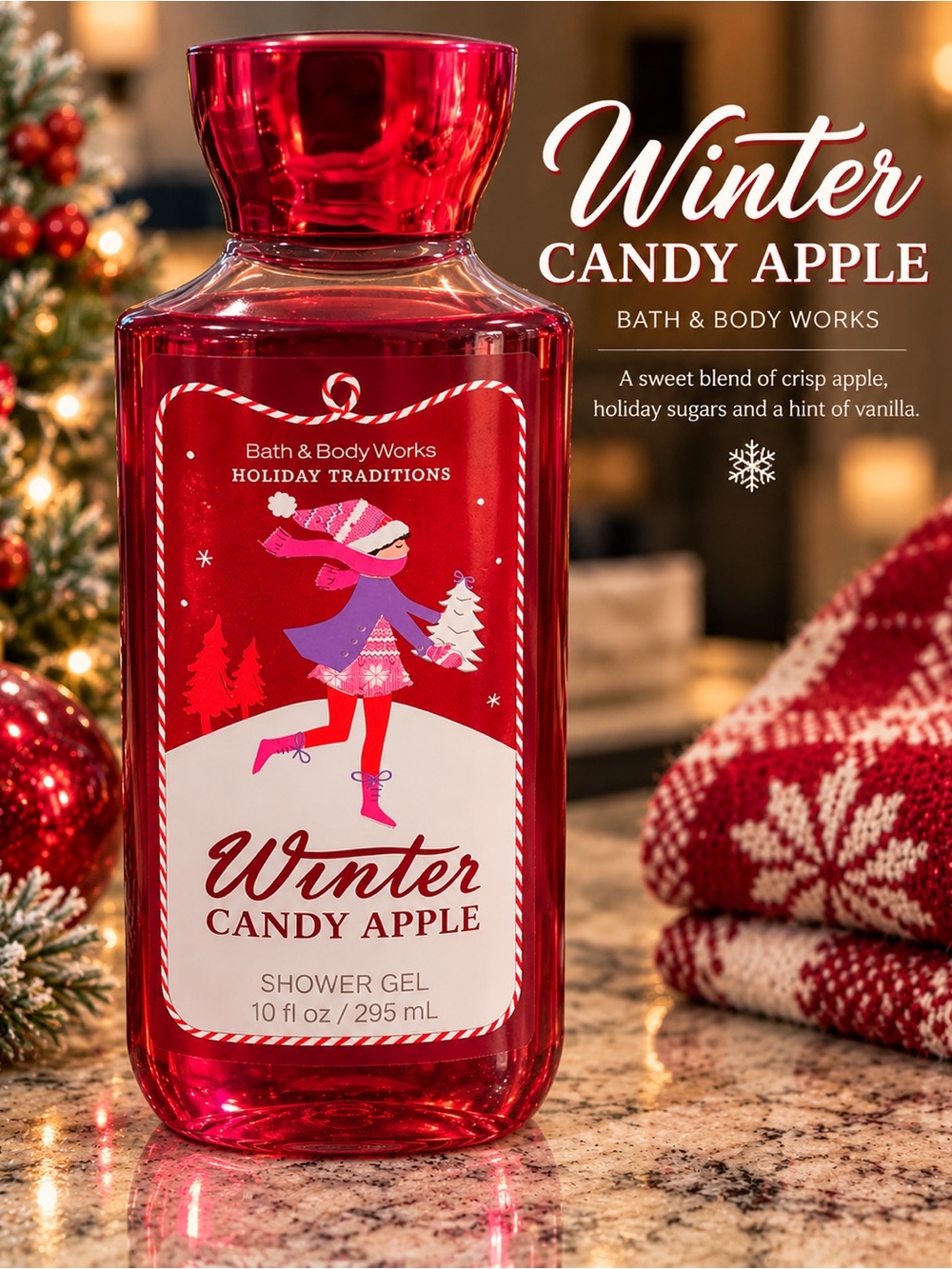 Bath & Body Works Winter Candy Apple Shower Gel - Red